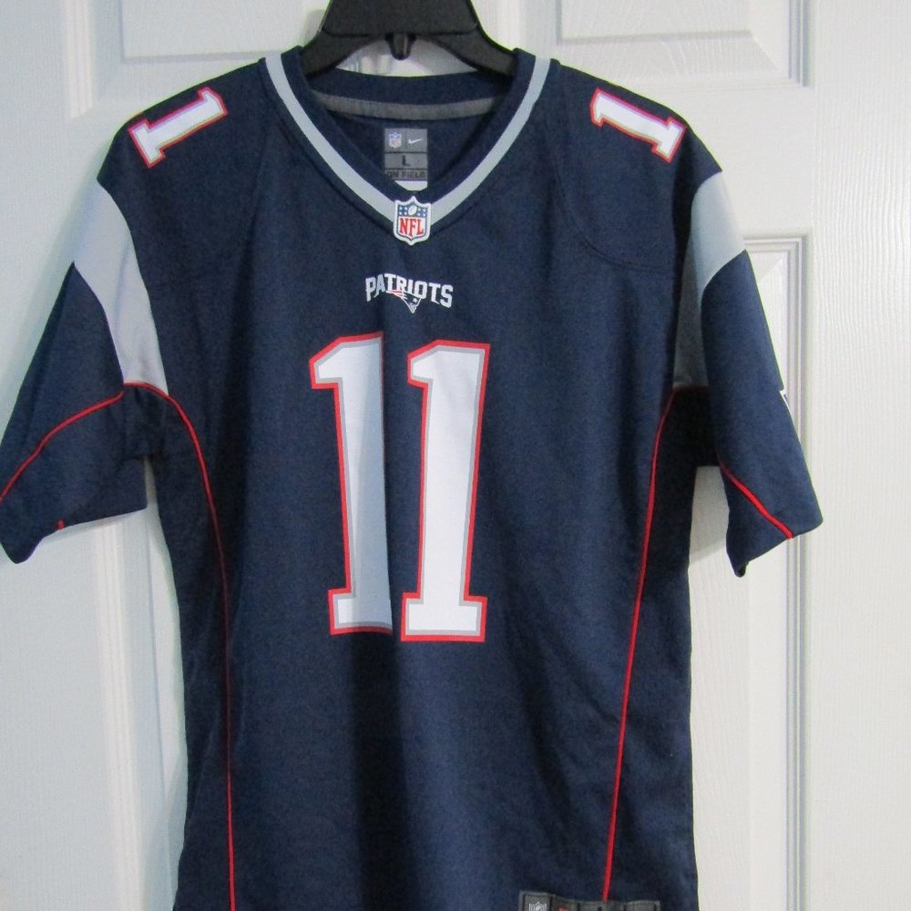 Julian Edelman New England Patriots Blue Jersey Youth Size Large Nike On Field